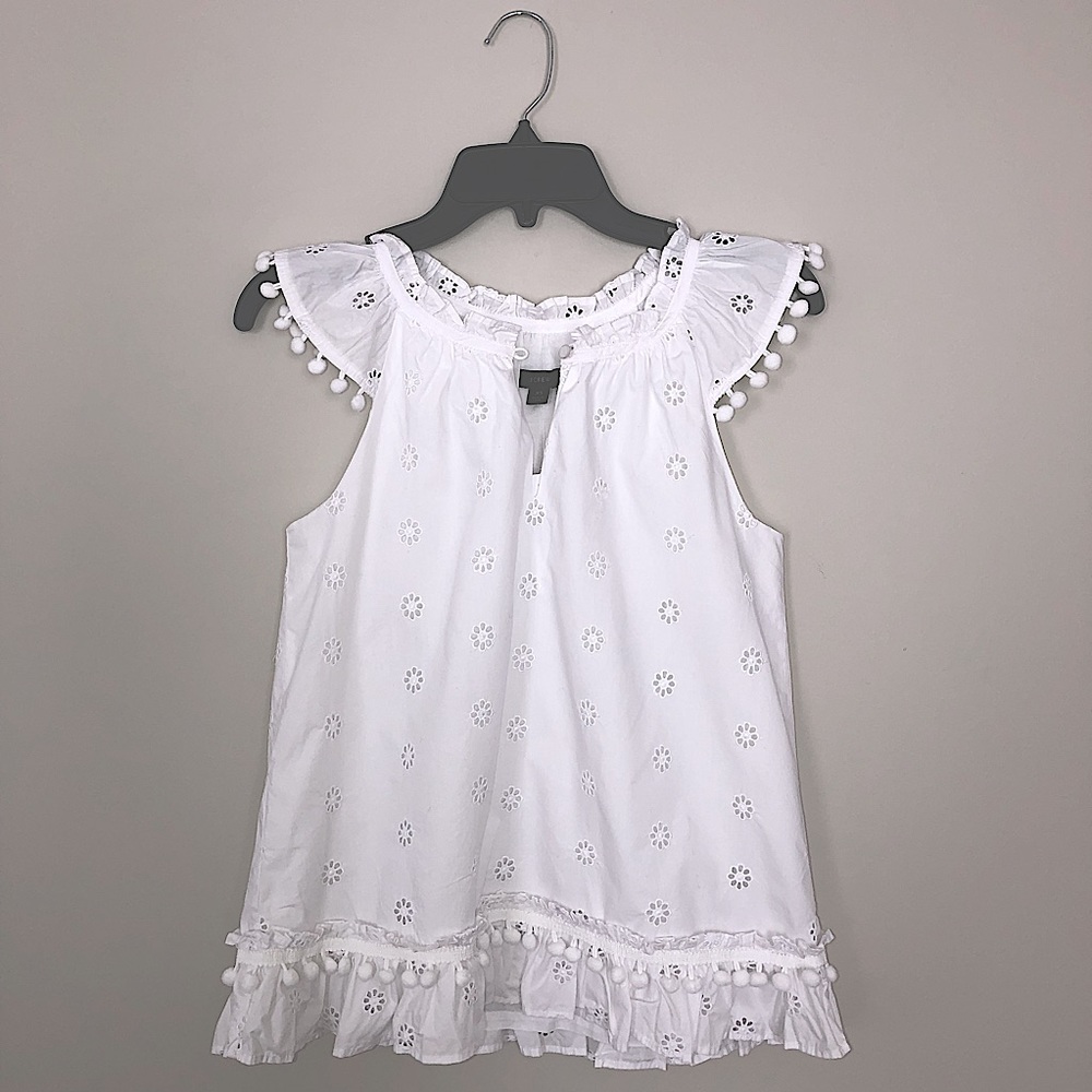J. Crew Eyelet Cotton Pom-Pom Top